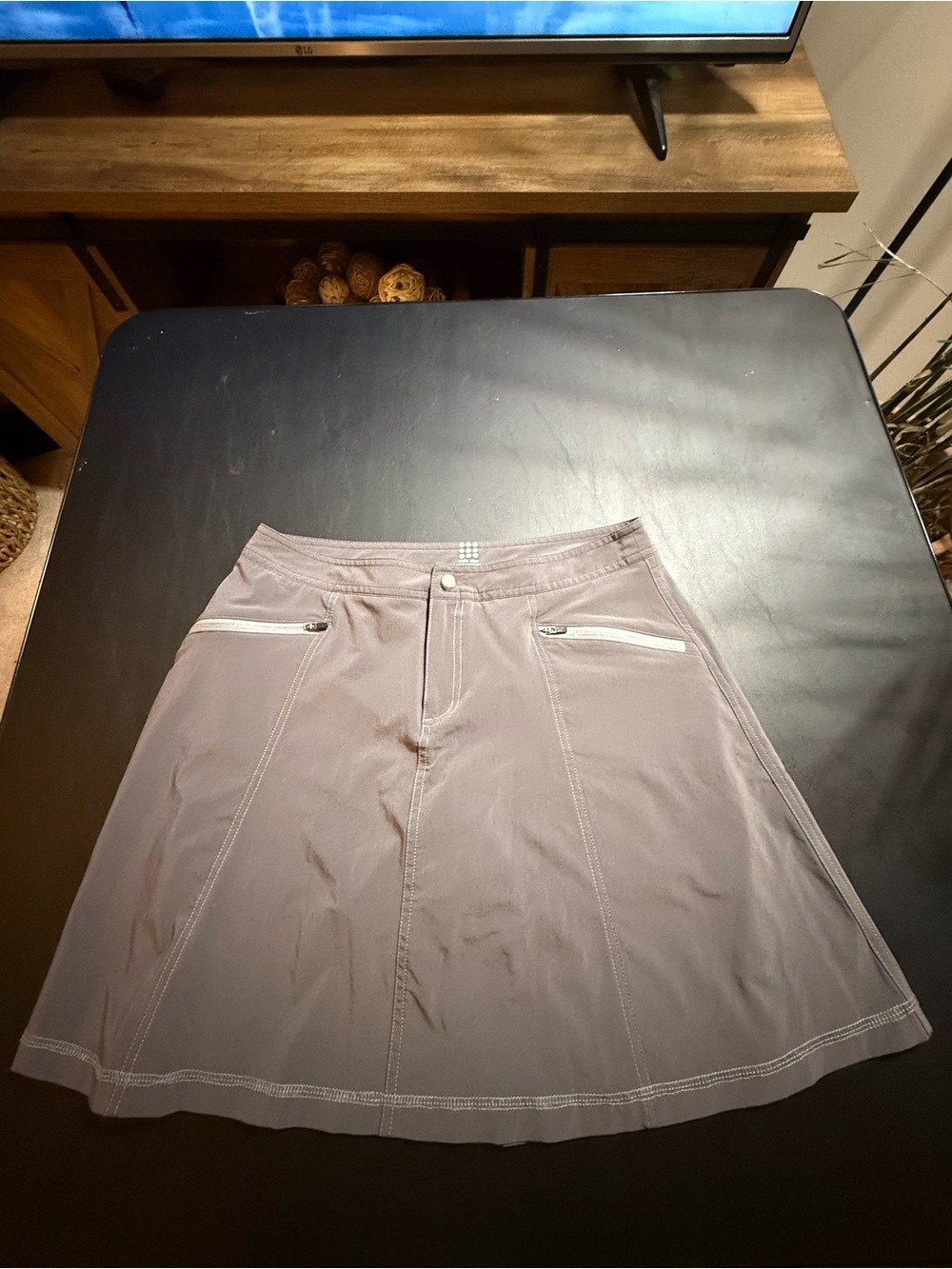Title Nine Grey A-Line Skort with Contrast Stitching and Zip Pockets Size 6